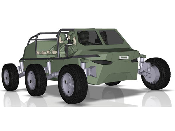 6x6輪轂電機驅動兩棲突擊車